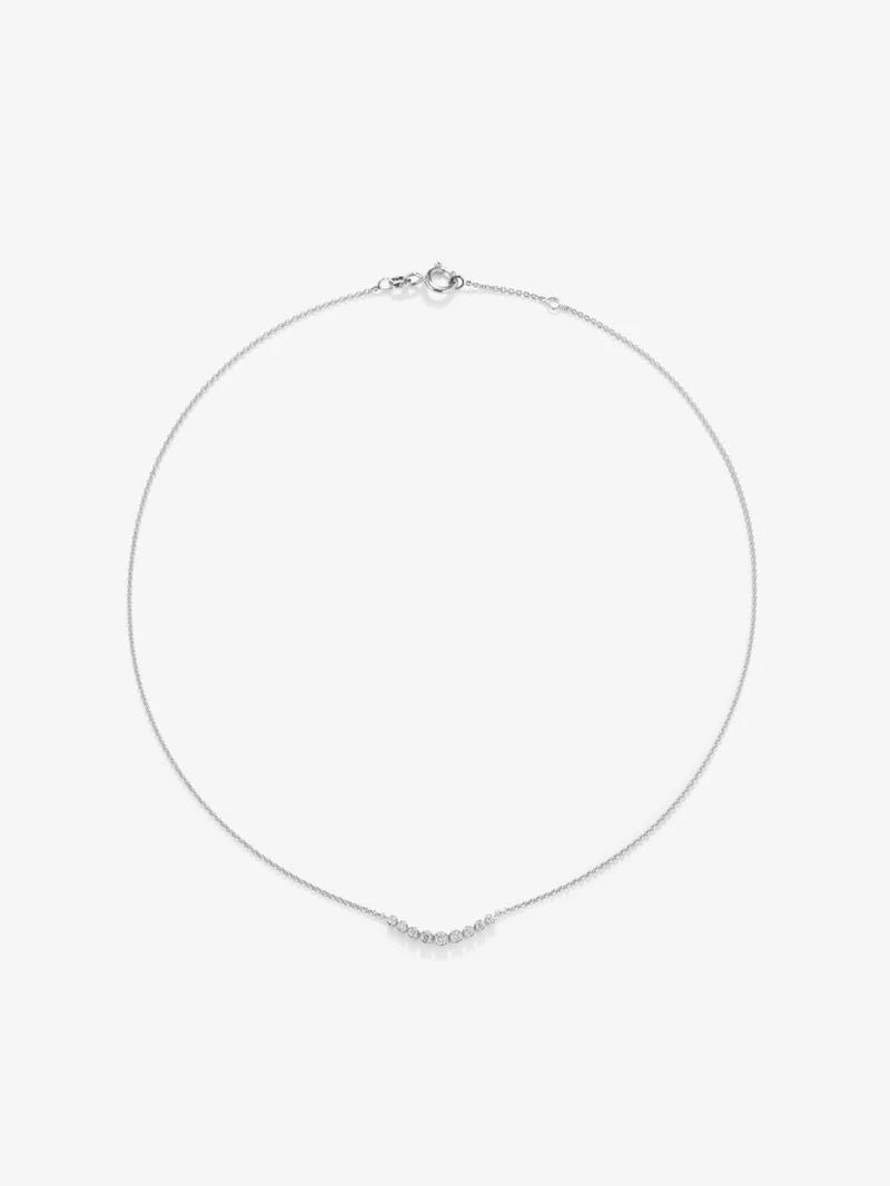 WHITE GOLD DIAMOND NECKLACE قلادة ذهب ابيض 18مرصعة بالألماس 0.26