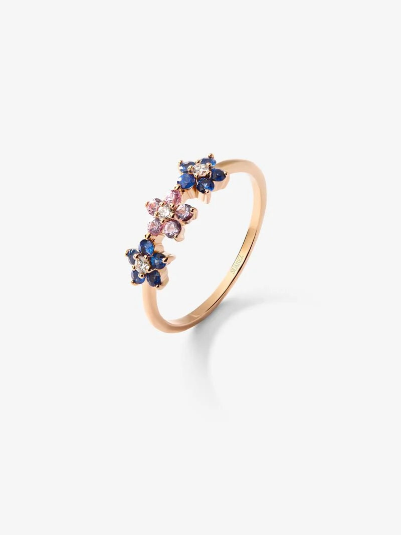 ROSE GOLD SAPPHIRE DIAMOND RING خاتم من الذهب الوردي عيار 18 مع الزفير