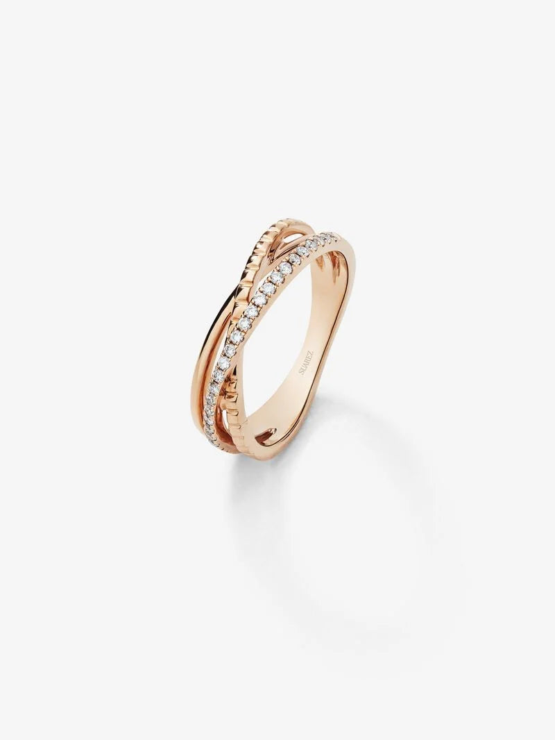 ROSE GOLD DIAMOND RING خاتم من الذهب الوردي عيار 18 مرصع بالألماس 0.15 قيراط