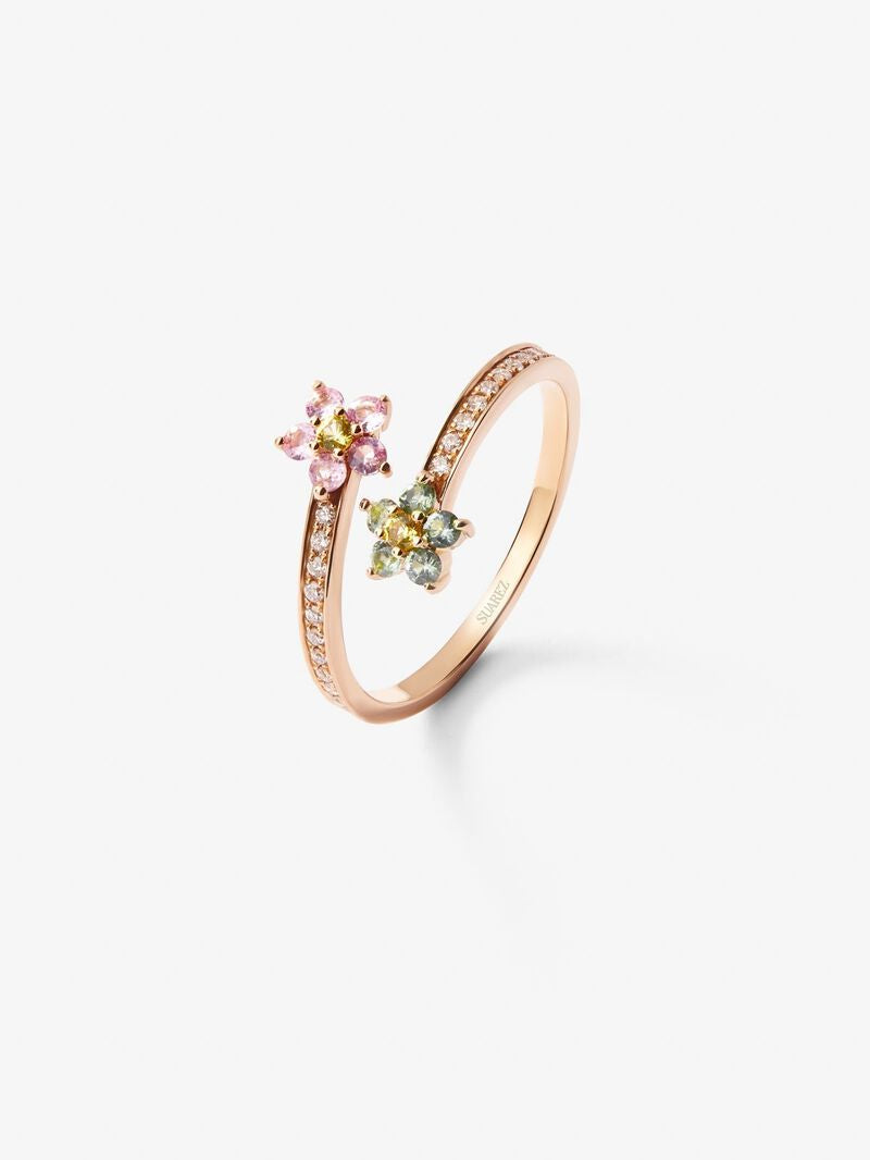 ROSE GOLD SAPPHIRE DIAMOND RING خاتم من الذهب الوردي عيار 18 مع الألماس والزفير 0,22 قيراط