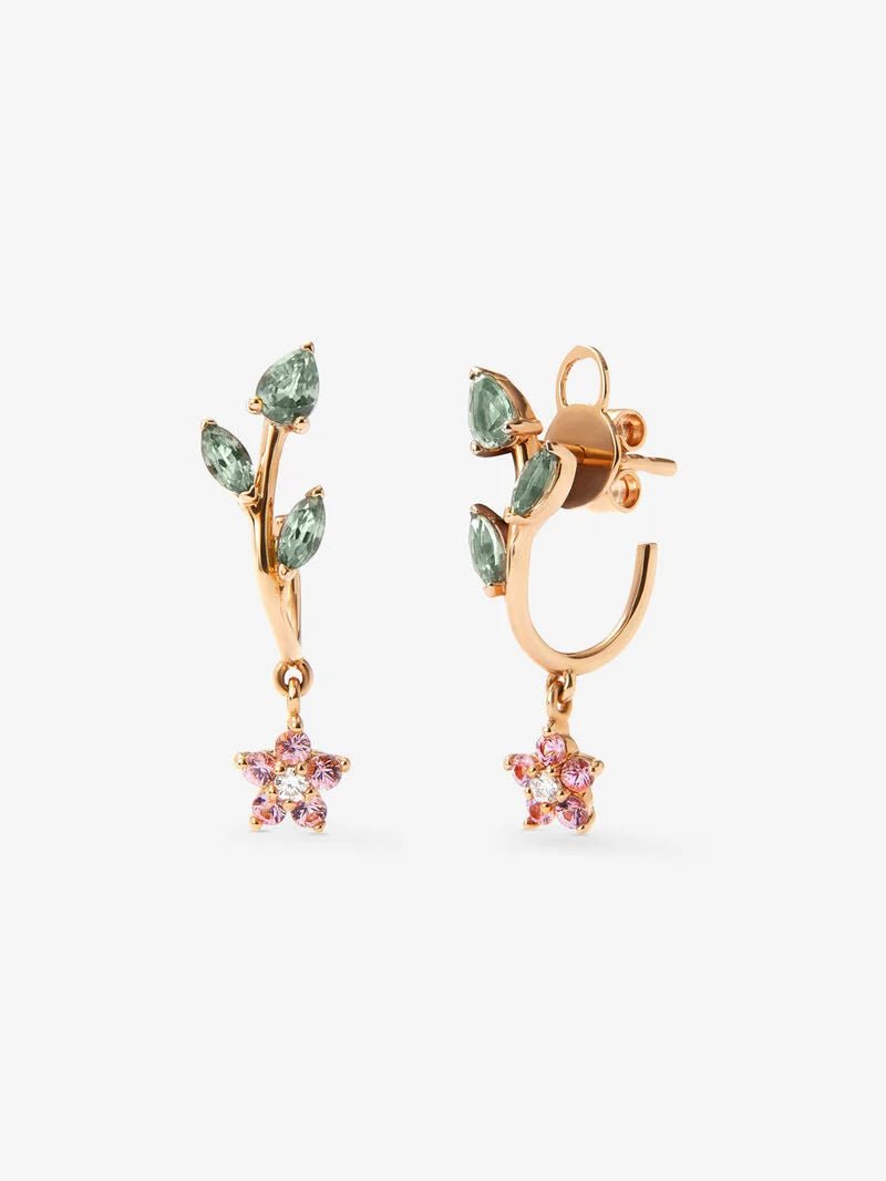ROSE GOLD SAPPHIRE DIAMOND EARRING حلق من الذهب الوردي عيار 18 مع حجر الزفير المرصع بالالماس 1 قيراط