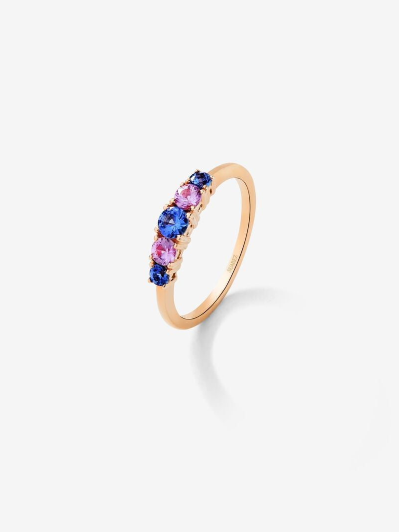 ROSE GOLD SAPPHIRE RING خاتم من الذهب الوردي عيار 18 مع احجار الزفير 0,52 قيراط