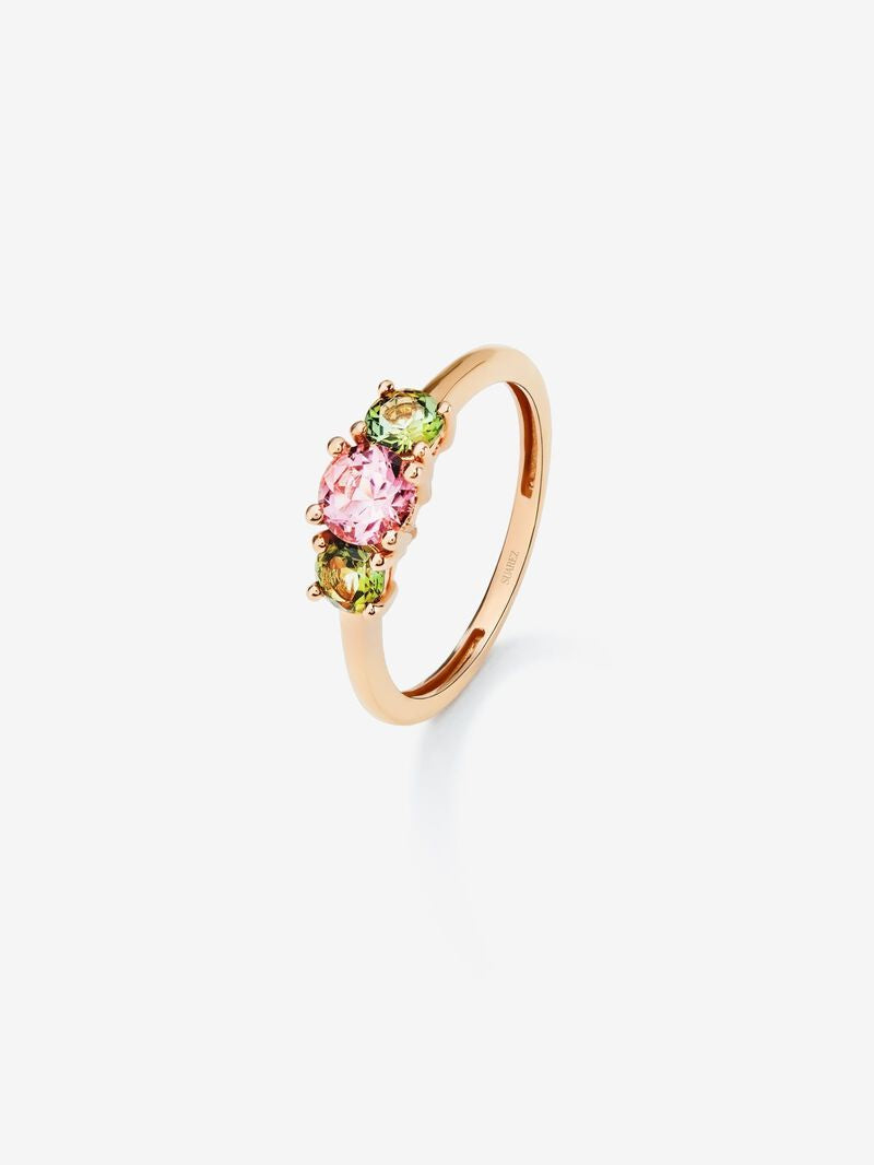 ROSE GOLD TOURMALINE RING خاتم من الذهب الوردي عيار 18 مع احجار الزفير