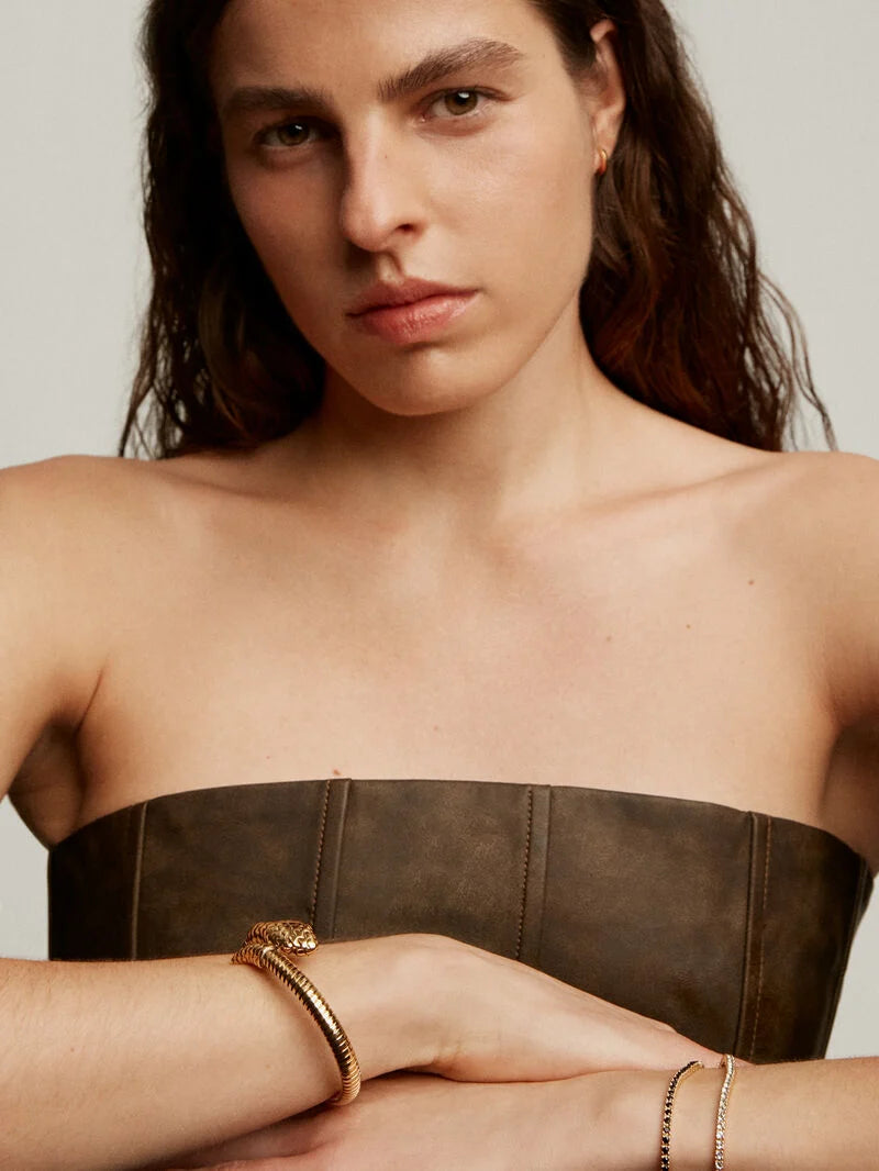 BRACELET SILVER SAVAGE اسوارة فضة 925 مغطاة بطبقات من الذهب عيار 18
