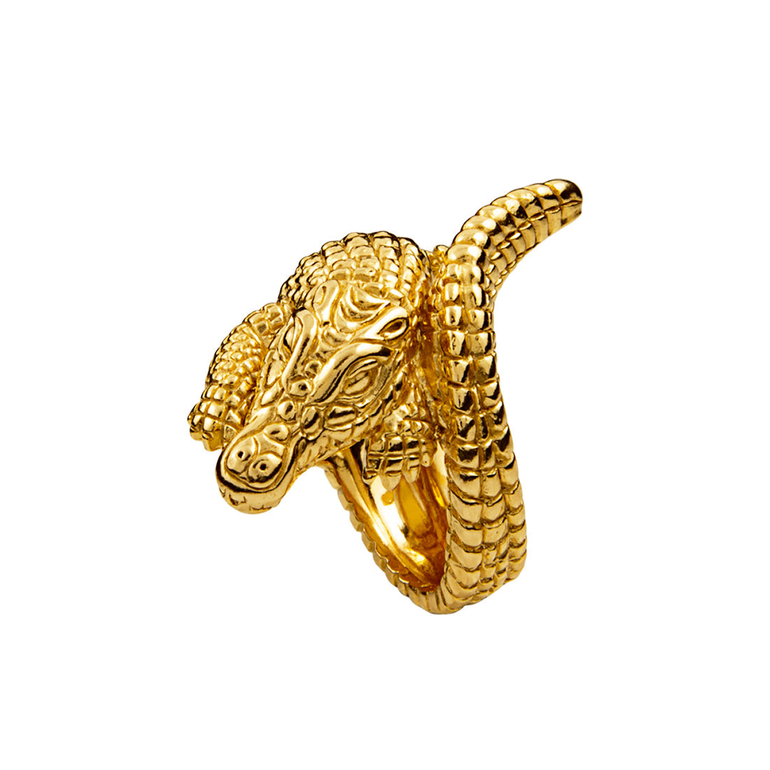 RI - SMALL COCODRILE RING خاتم فضة عيار 925 مغطى بالذهب عيار 18