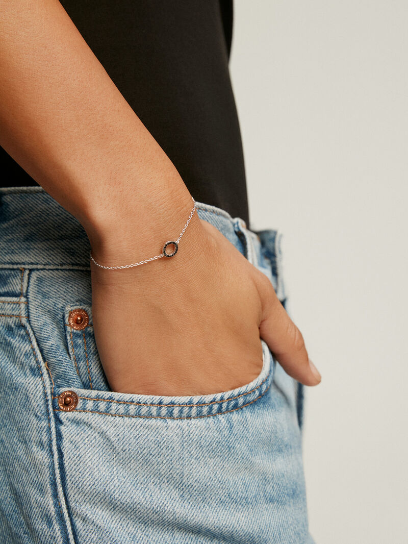 BRACELET SILVER SPINEL BULLSEYE اسوارةمن الفضة عيار 925 مع حجر السبينل