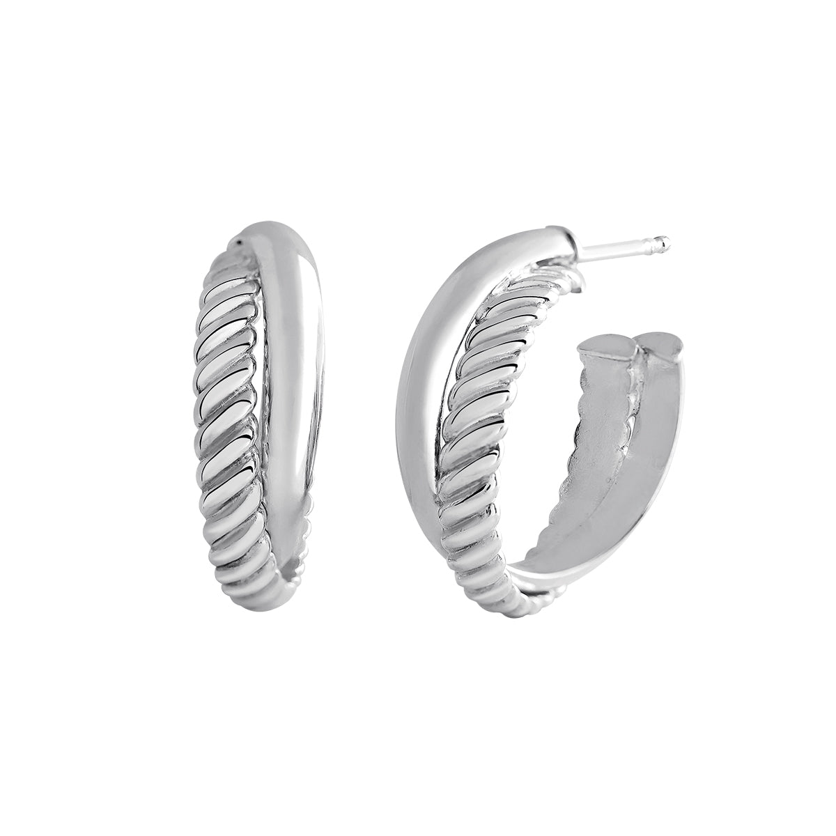 EARRING SILVER HOOPED EARRINGS حلق فضة عيار 925 ST / PENDIENTE / ARO, 715
