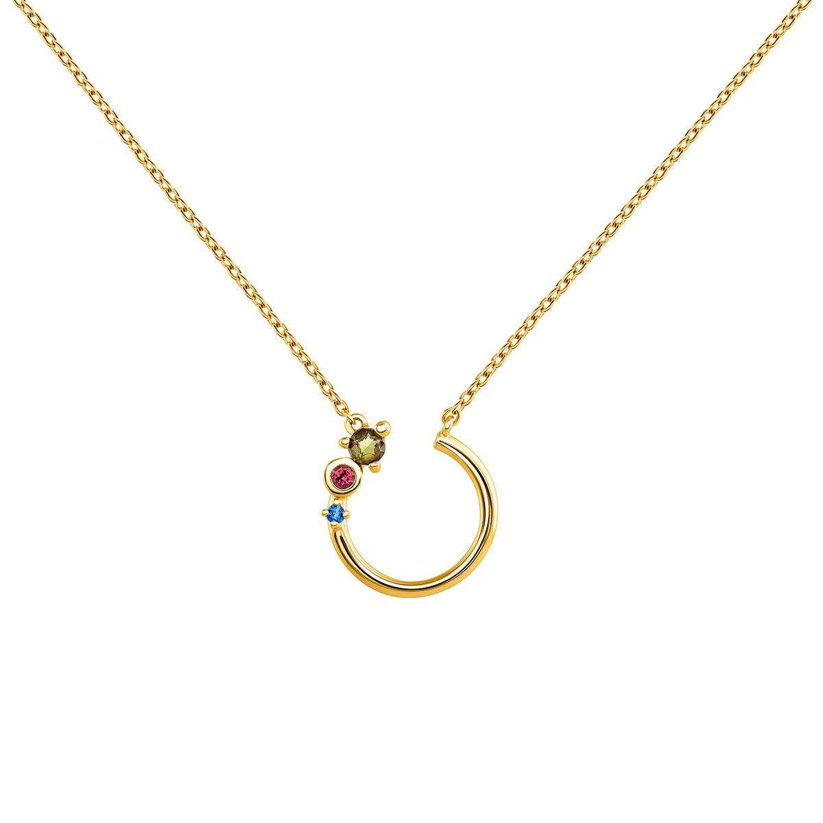 NECKLACE SILVER MIXED STONES LIGHTNESS قلادة فضة مغطاة بالذهب ST / COLLAR / MOTIVO