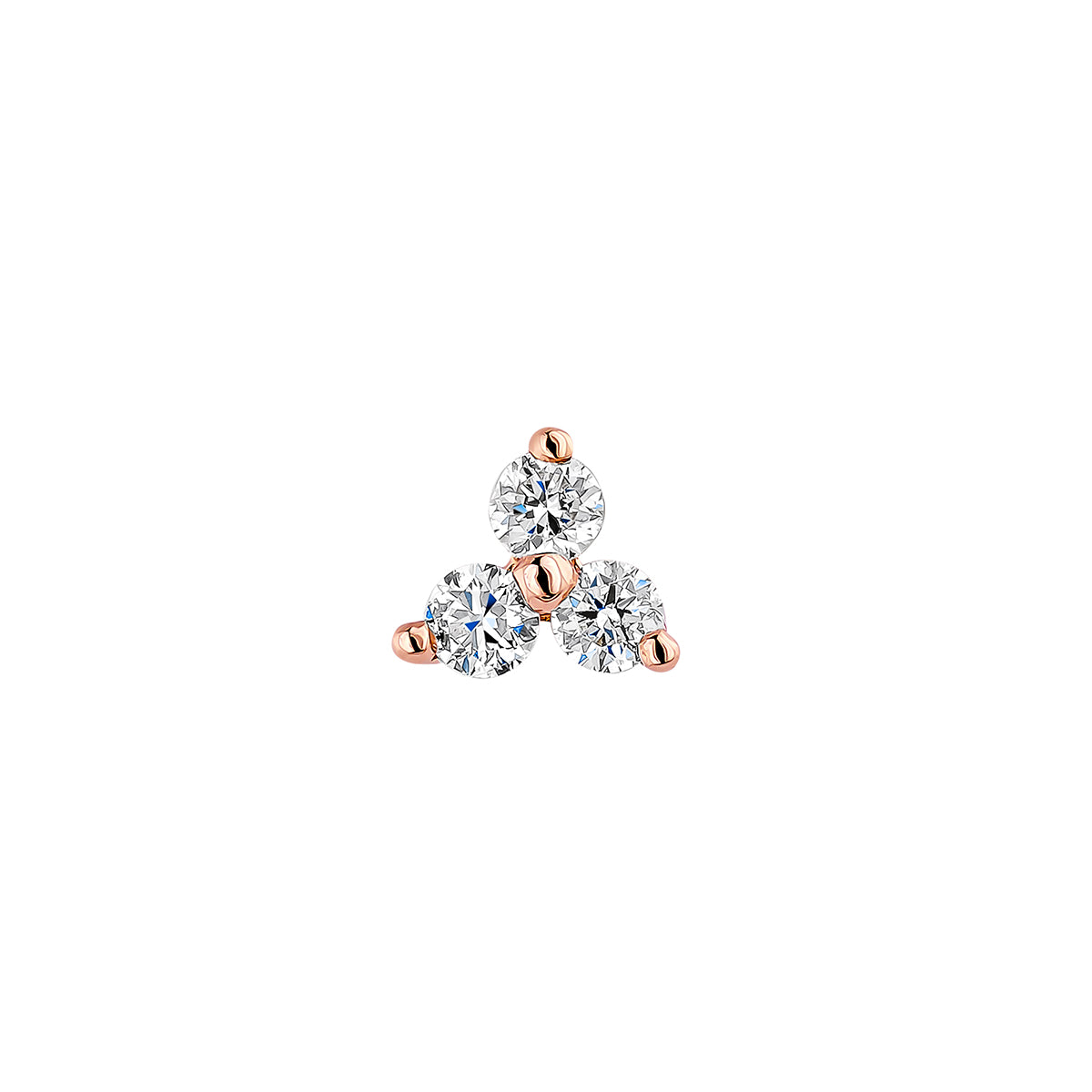EARRING GOLD 18K DIAMOND DYLON حلق روز غولد مرصع بالألماس ST / PENDIENTE / BOTÓN