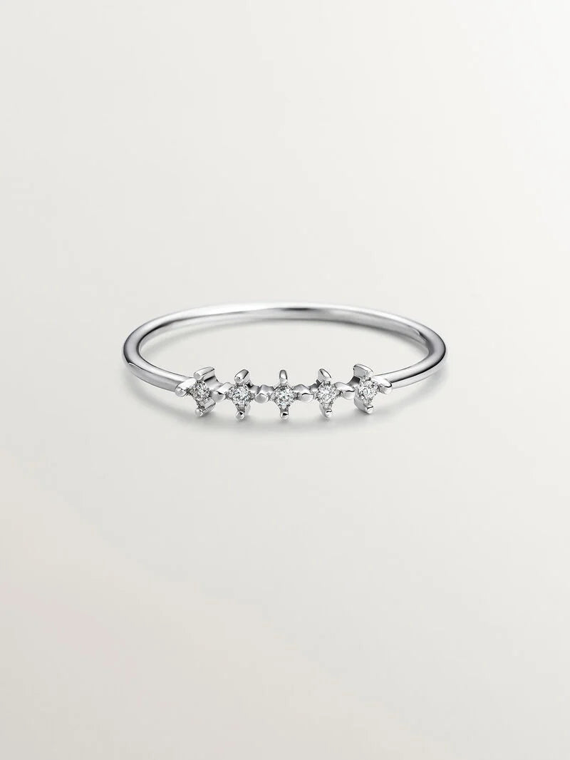 RI-ASANA 0,025CT FIVE DIAMONDS RING 18KT ISI2 خاتم ذهب ابيض عيار 18 مرصع بالألماس 0,025 قيراط