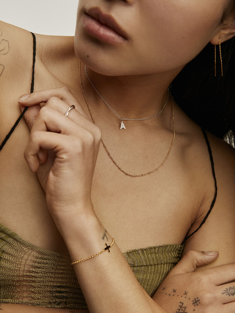 NE-BIG DADDY BALLS CHAIN NECKLACE سلسلة فضة عيار 925 مغطاة بالذهب عيار 18