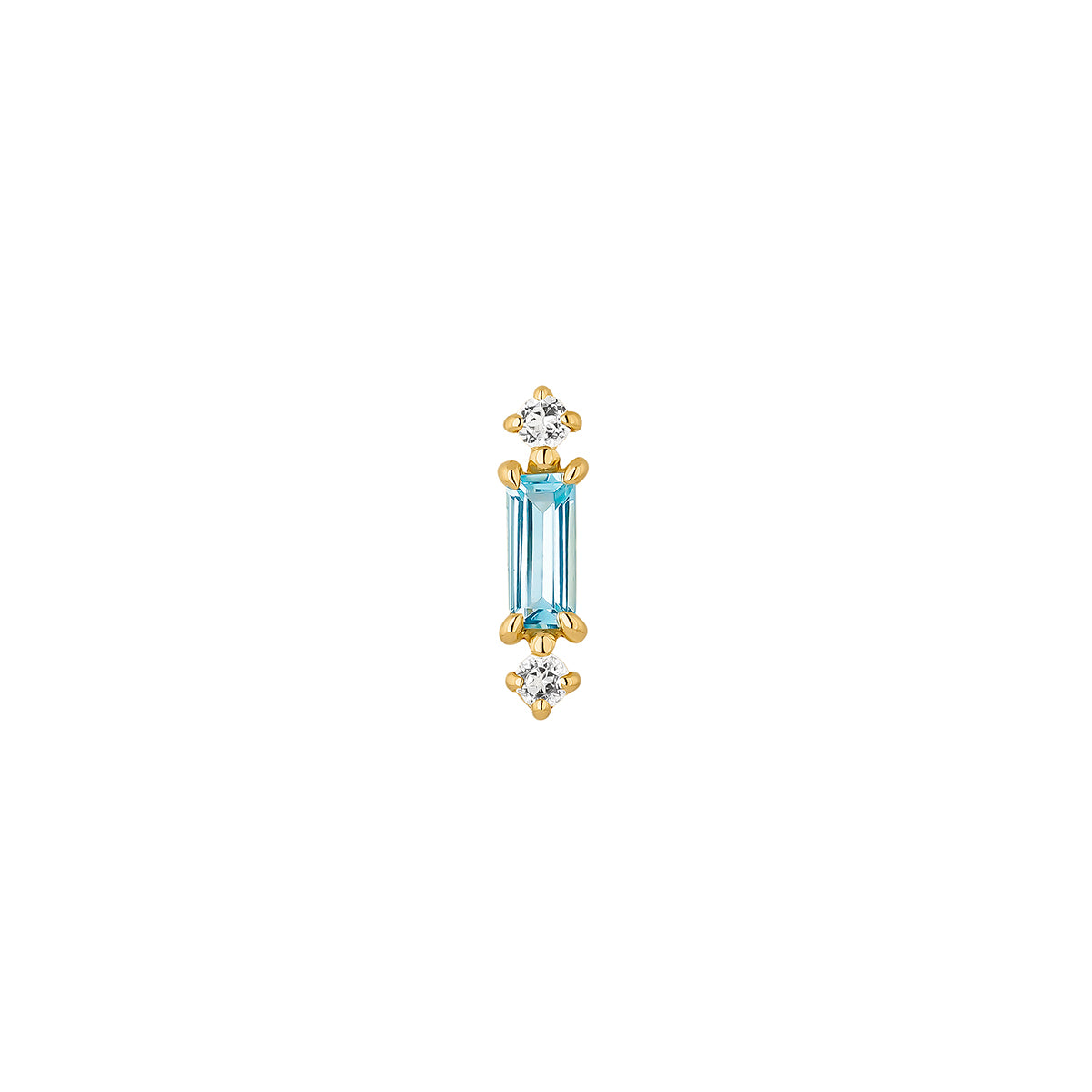 EARRING SILVER SKY BLUE TOPAZ WHITE TOPAZ MINI ELUA حلق توباز مغطى بالذهب ST / PENDIENTE / BOTÓN