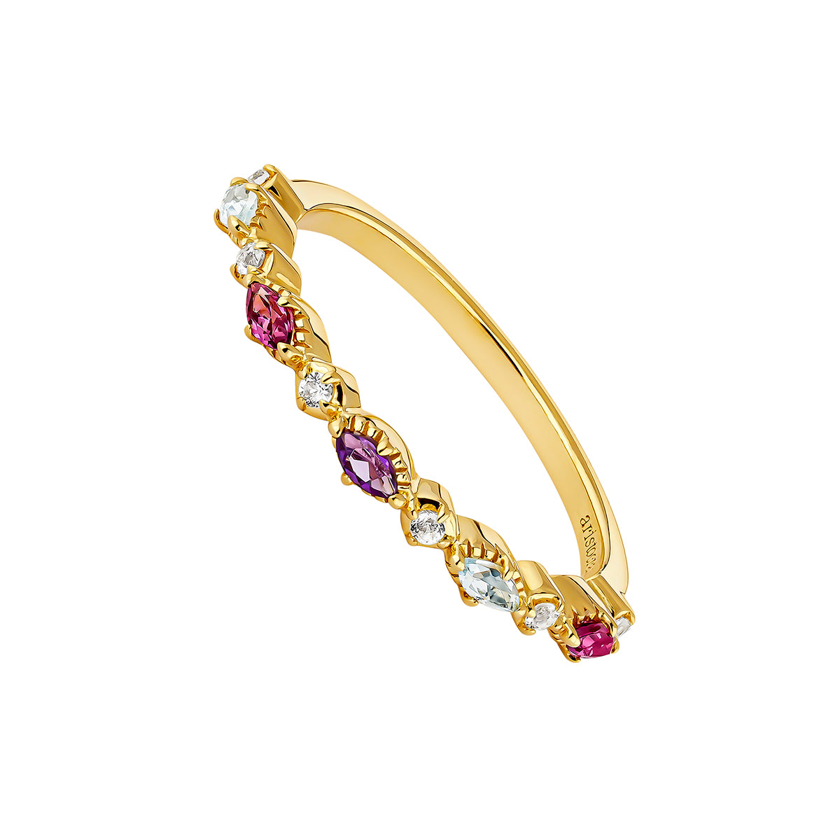 RING SILVER TOPAZ RHODOLITE MINI ELUA خاتم كوارتز مغطى بالذهب 13 / ANILLO / ALIANZA