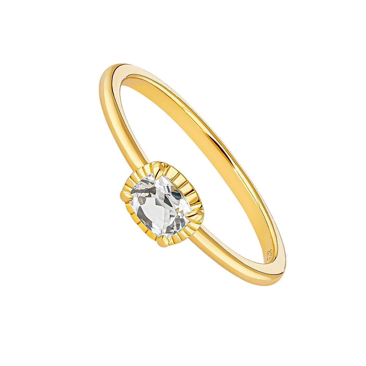 RING SILVER WHITE TOPAZ MINI ELUA خاتم توباز مغطى بالذهب 13 / ANILLO / SOLITARIO