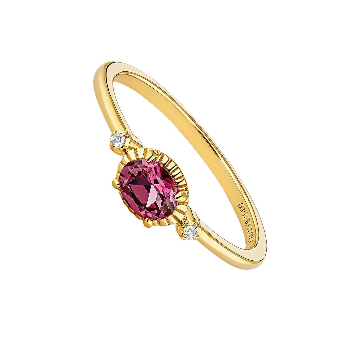 RING SILVER RHODOLITE TOPAZ MINI ELUA خاتم رودوليت مغطى بالذهب 15 / ANILLO / SOLITARIO