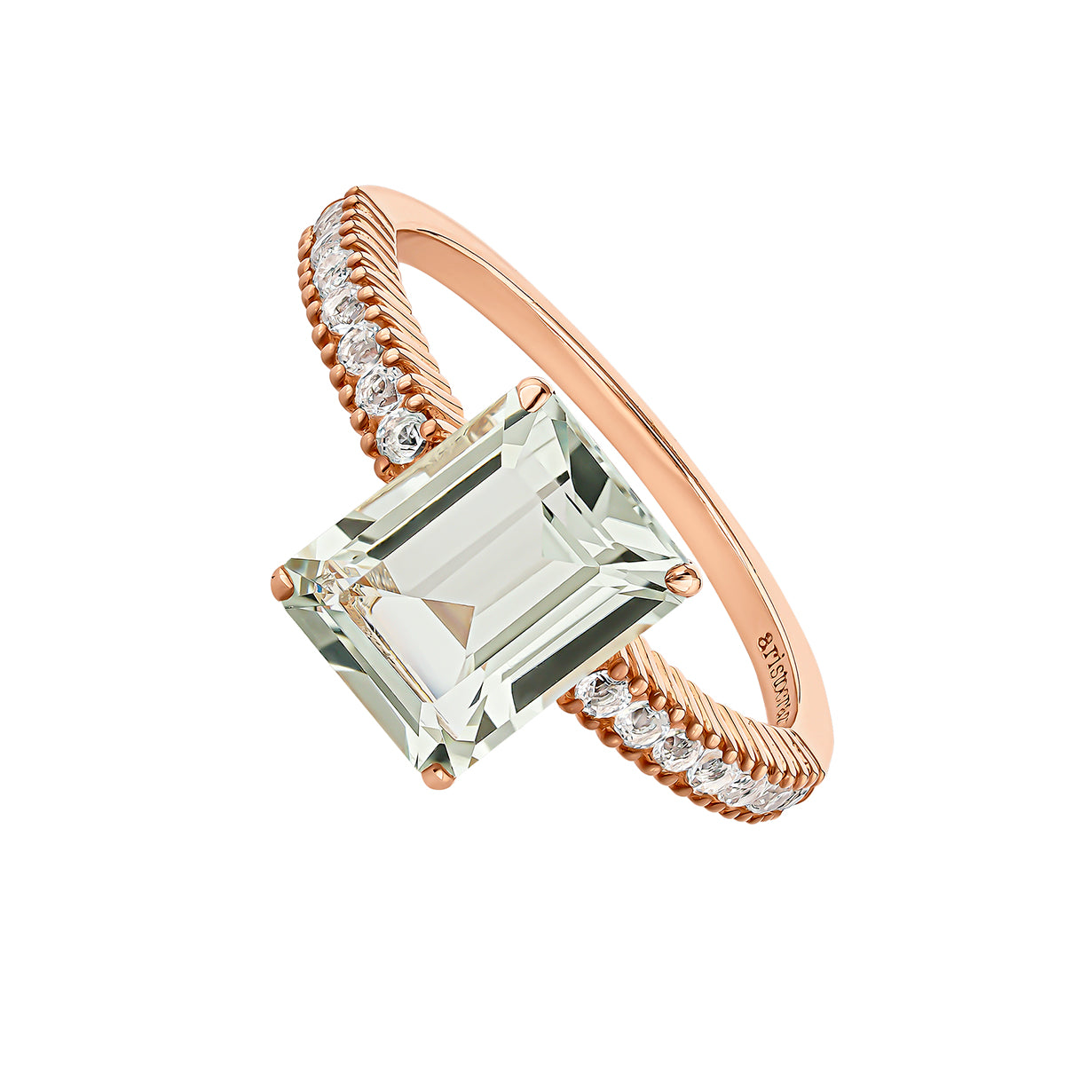 RING SILVER QUARTZ TOPAZ ELUA خاتم اماتيست اخضر مغطى بالذهب 13 / ANILLO / SOLITARIO