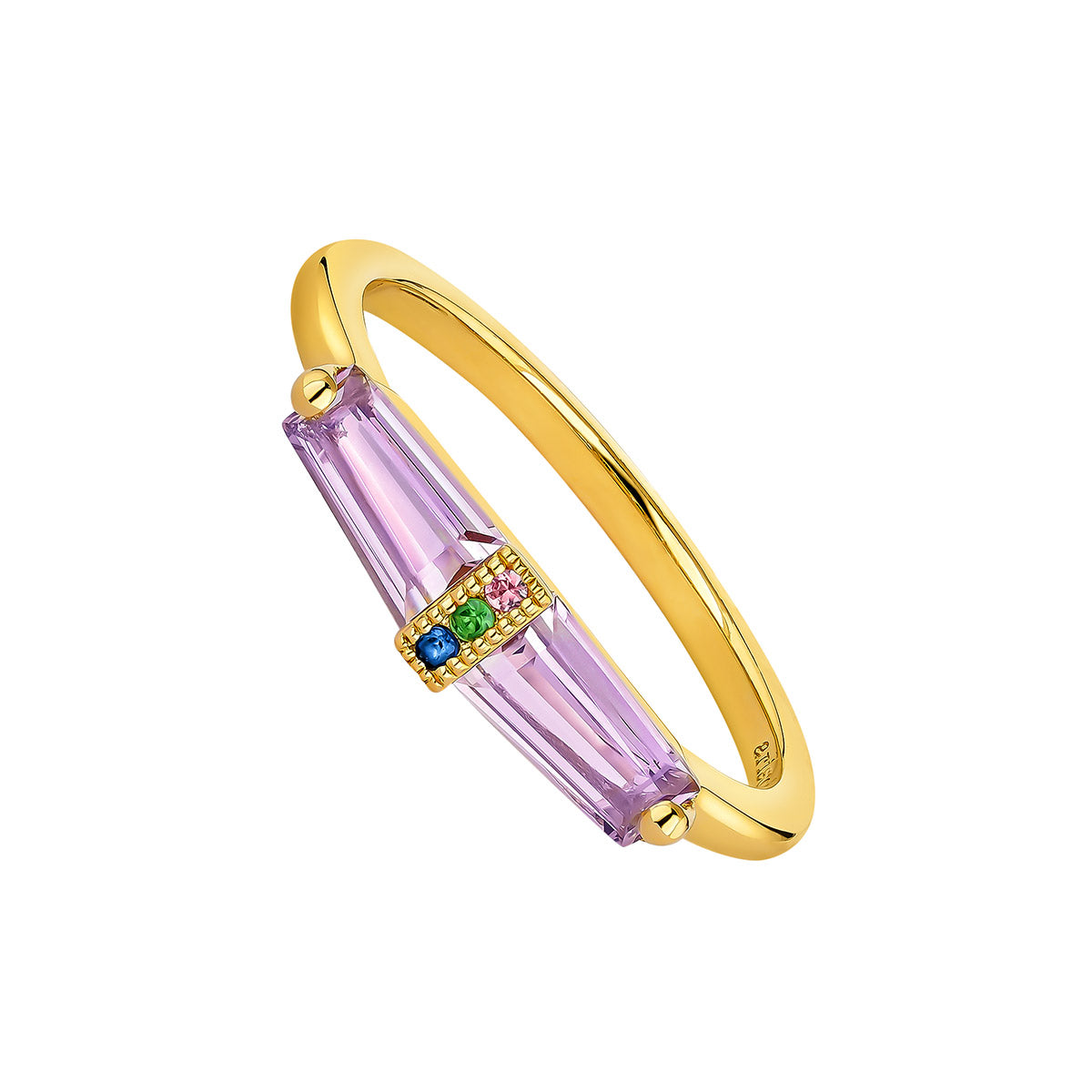 RING SILVER AMETHYST NUT خاتم فضة مغطى بالذهب 18 13 / ANILLO / COCKTAIL