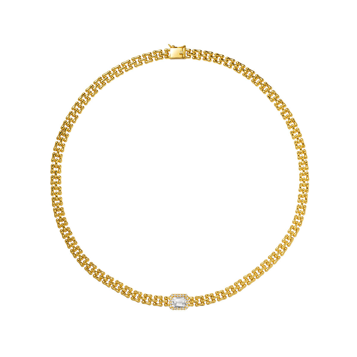 NECKLACE SILVER TOPAZ TOPAZ ISLA DE RE قلادة فضة مغطاة بالذهب18 ST / COLLAR / ESLABÓN