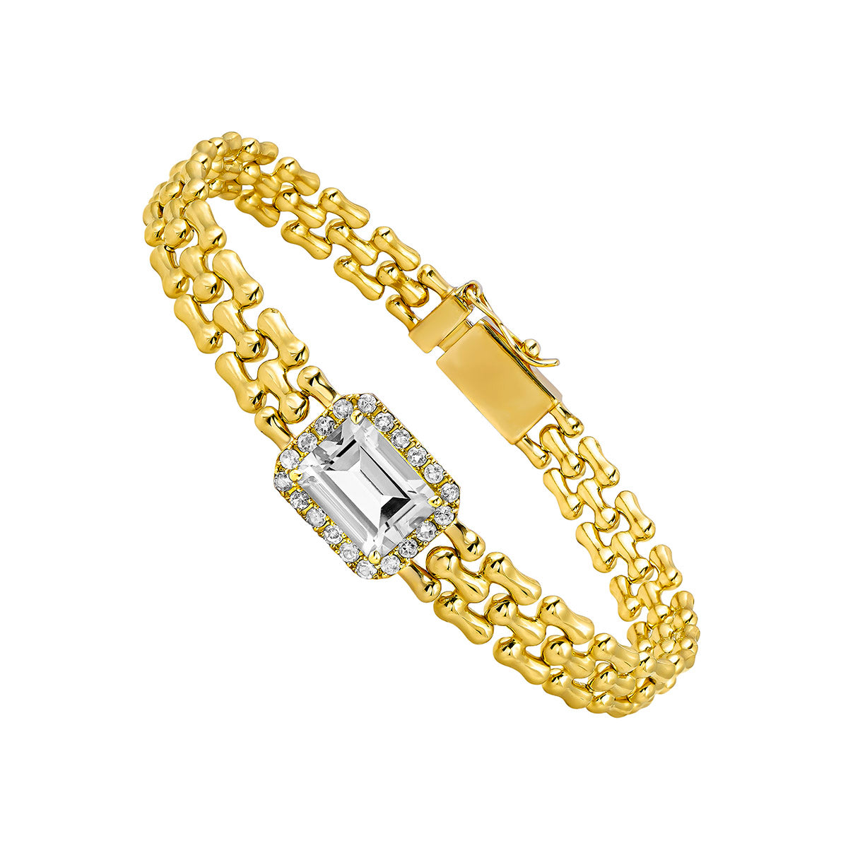 BR-ISLA DE RE WHITE TOPAZ CHAINS BRACELET ST / PULSERA / ESLABÓN 1151