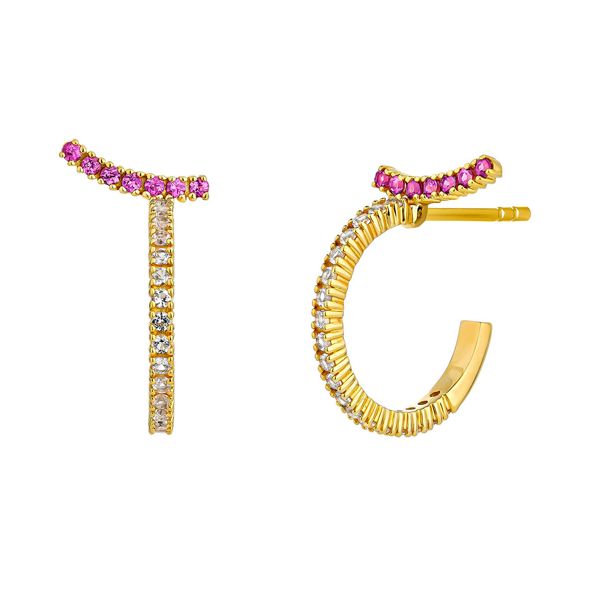 EARRING SILVER TOPAZ RHODOLITE CROSSBOW حلق توباز فضة مغطى بالذهب ST / PENDIENTE / ARO