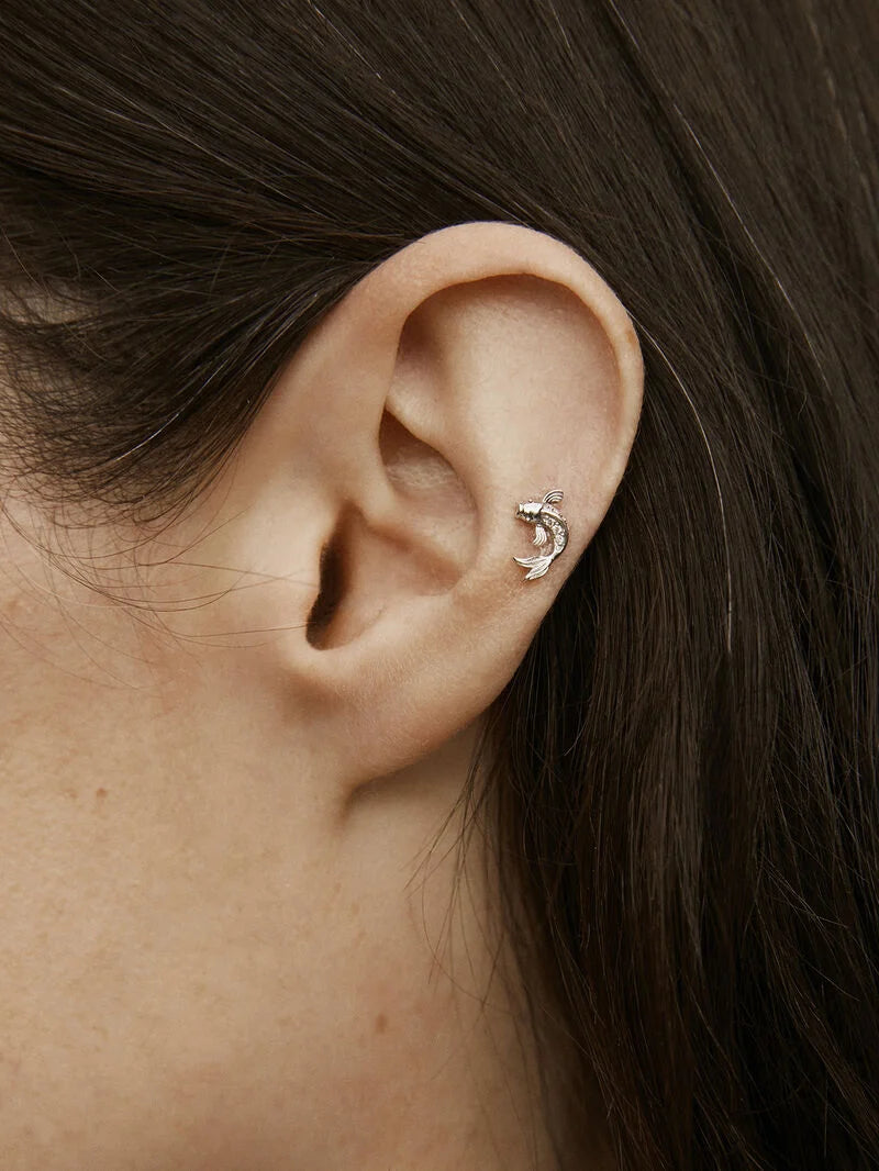 EARRING GOLD 18K DIAMOND DIAMOND SAGE 1st SET حلق بيرسنغ من الذهب عيار ١٨مرصع بالألماس 0.02 قيراط