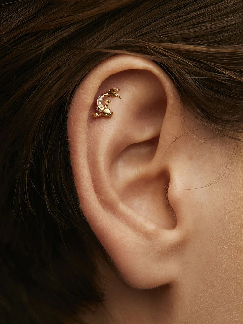 EARRING GOLD 18K DIAMOND DIAMOND SAGE حلق ذهب 18مرصع بالألماس 0,02 قيراط