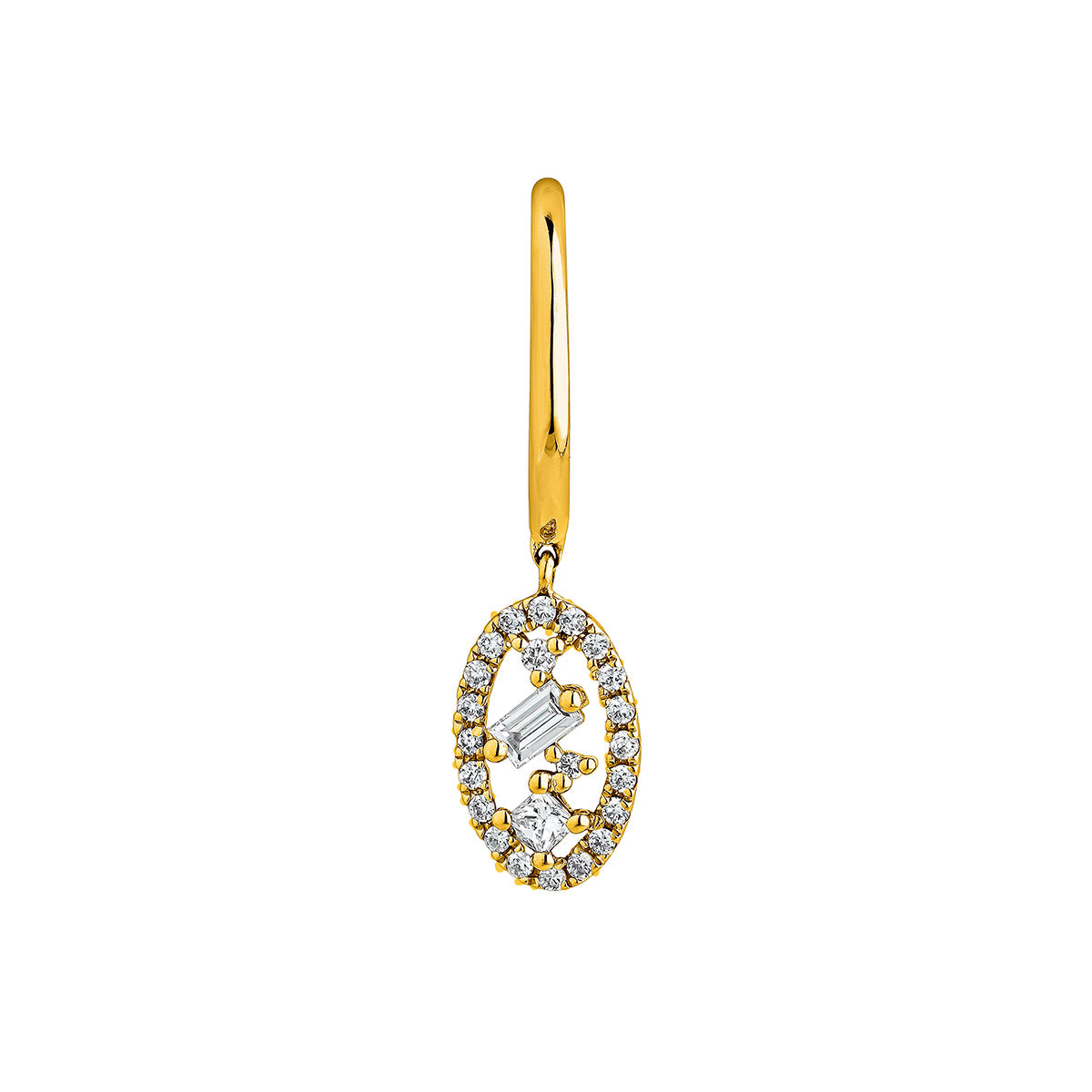 EARRING GOLD 18K DIAMOND DIAMOND MOVE حلق ذهب 18مرصع بالألماس ST / PENDIENTE / CRIOLLA
