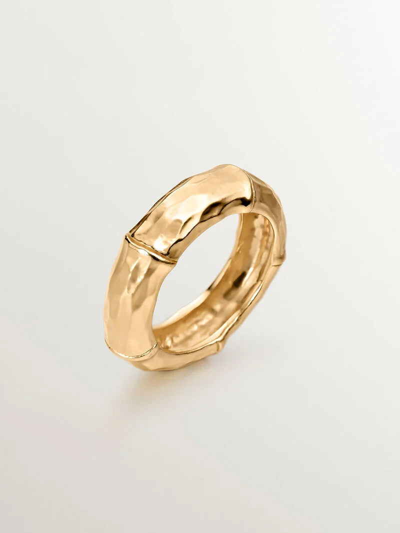 RI- BAMBÚ GOLD PLATED RINGخاتم فضة عيار 925 مغطاة بالذهب عيار 18