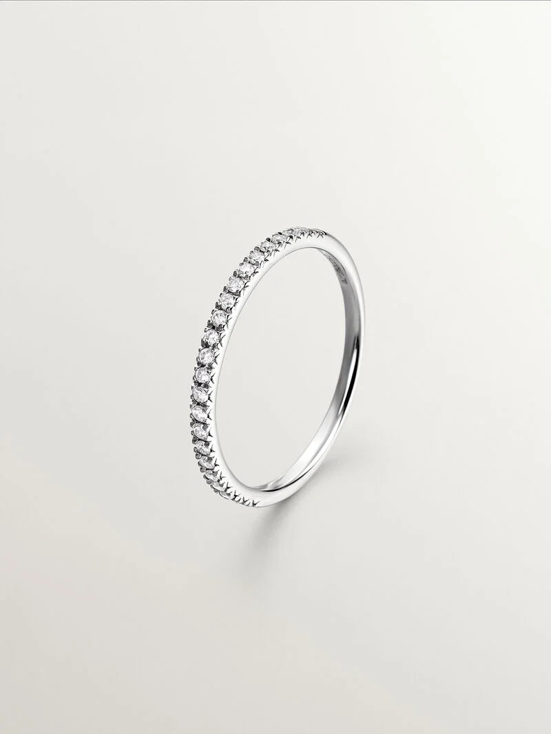 RI-0,16CTS BAND RING ISI2 خاتم ذهب ابيض عيار 18 مرصع بالألماس 0,16 قيراط