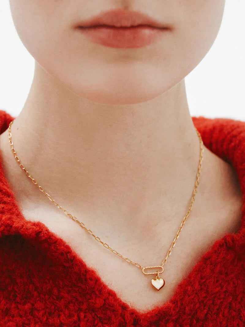NE-SAN VALENTIN 24 HEART NECKLACE قلادة فضة عيار ٩٢٥ مغطاة بالذهب عيار ١٨