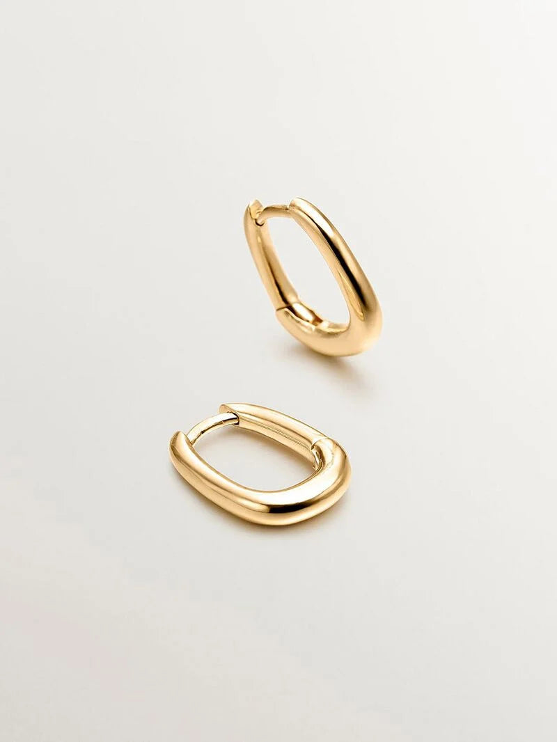 EA-CONNECTOR WIDE CREOLE EARRINGS حلق هوب فضة عيار ٩٢٥ مغطى بالذهب عيار ١٨