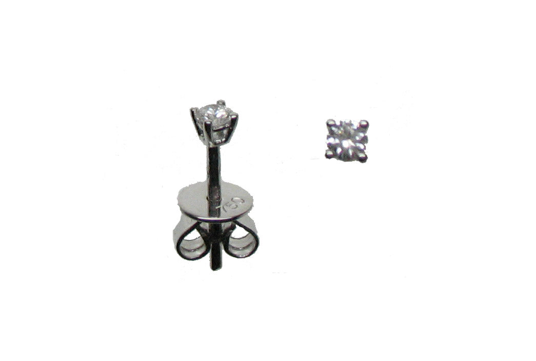 WHITE GOLD DIAMOND EARRING حلق ذهب 18مرصع بالألماس ST / SOLITARIO / 1978
