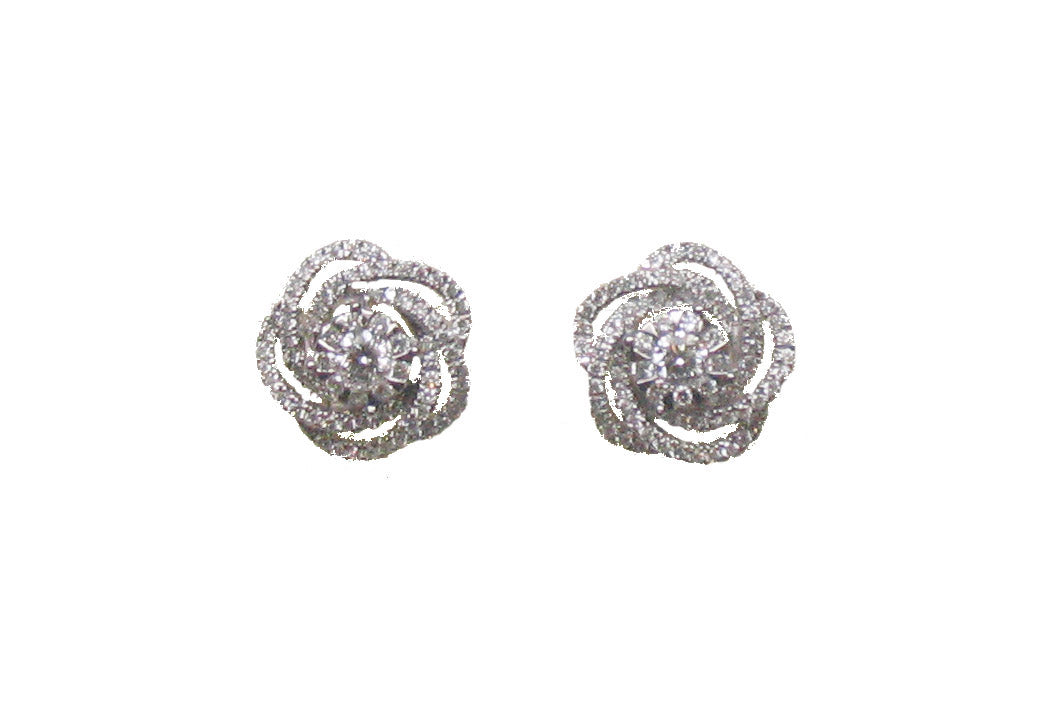 WHITE GOLD DIAMOND EARRING حلق ذهب ابيض 18مرصع بالألماس ST / BOTON / 2269