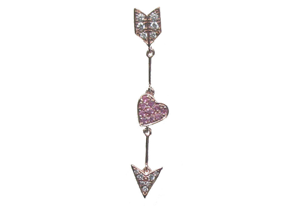 ROSE GOLD DIAMOND PINK SAPPHIRE EARRING حلق من الذهب الوردي عيار 18 مرصع بالألماس 0.11 قيراط مع حجر الزفير الوردي