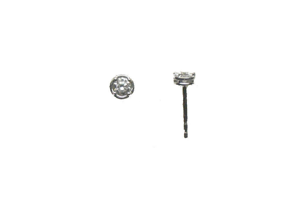 WHITE GOLD DIAMOND EARRING حلق ذهب ابيض 18مرصع بالألماس ST / SOLITARIO / 3036