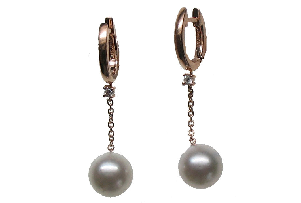 ROSE GOLD AUSTRALIAN PEARL DIAMOND EARRING حلق ذهب وردي مرصع بالألماس ST / CRIOL_COLG / PERLA