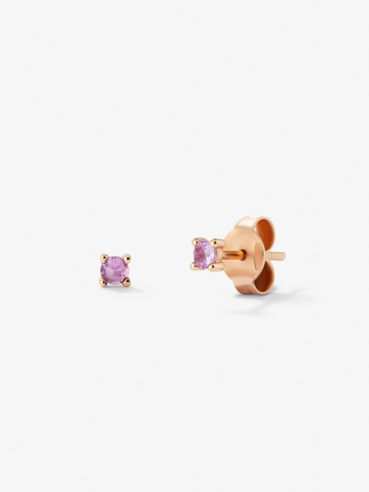 ROSE GOLD PINK SAPPHIRE EARRING حلق ياقوت ذهب روز غولد عيار 18 ST / SOLITARIO / 3239