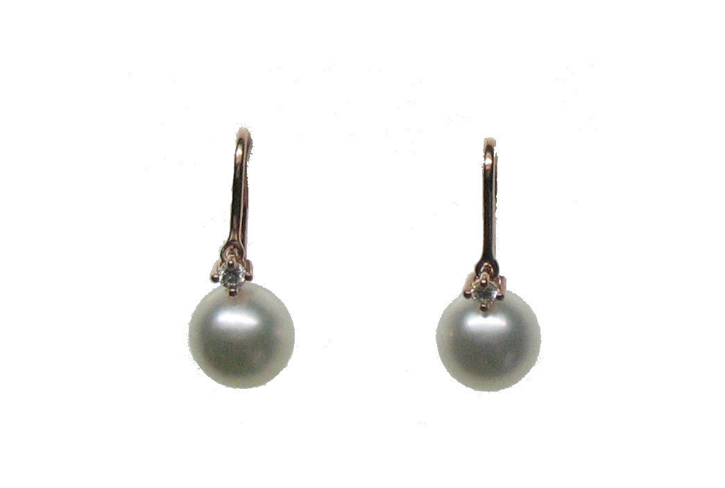 ROSE GOLD AKOYA PEARL DIAMOND EARRING حلق ذهب 18مرصع بالألماس ST / COLGANTE / 3847