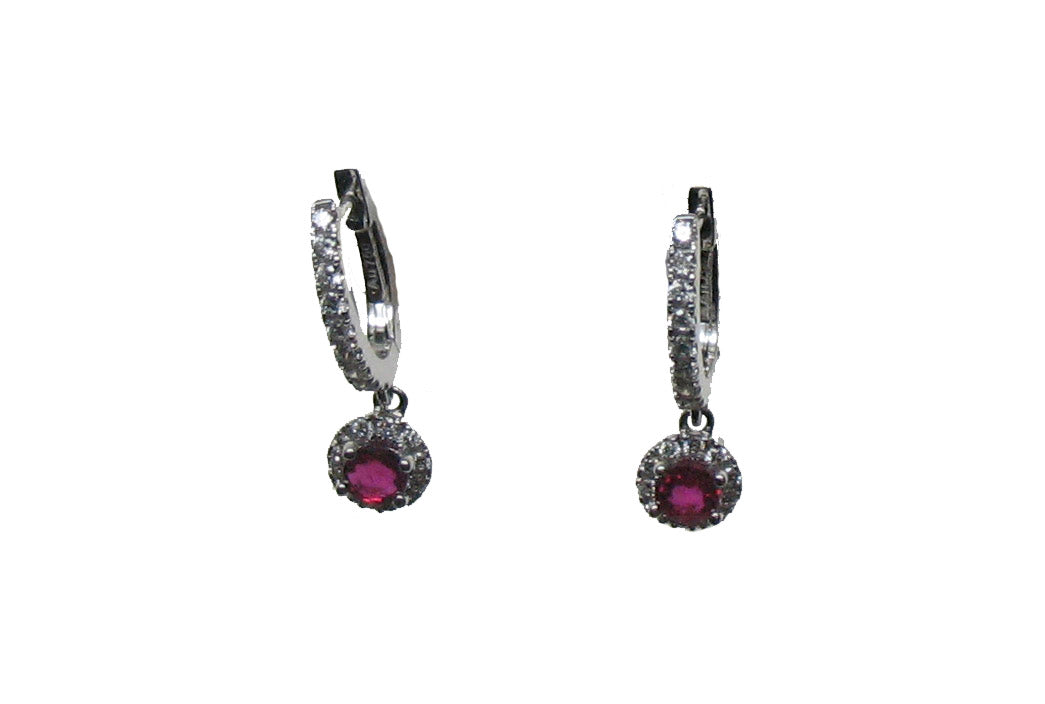 WHITE GOLD RUBY DIAMOND EARRING حلق من الياقوت ذهب مرصع بالألماس ST / CRIOL_COLG / 4136