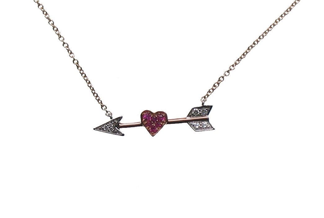 WHITE&ROSE GOLD DIAMOND SAPPHIRE PENDANT قلادة ذهب 18مرصعة بالألماس ST / OTROS / 4138