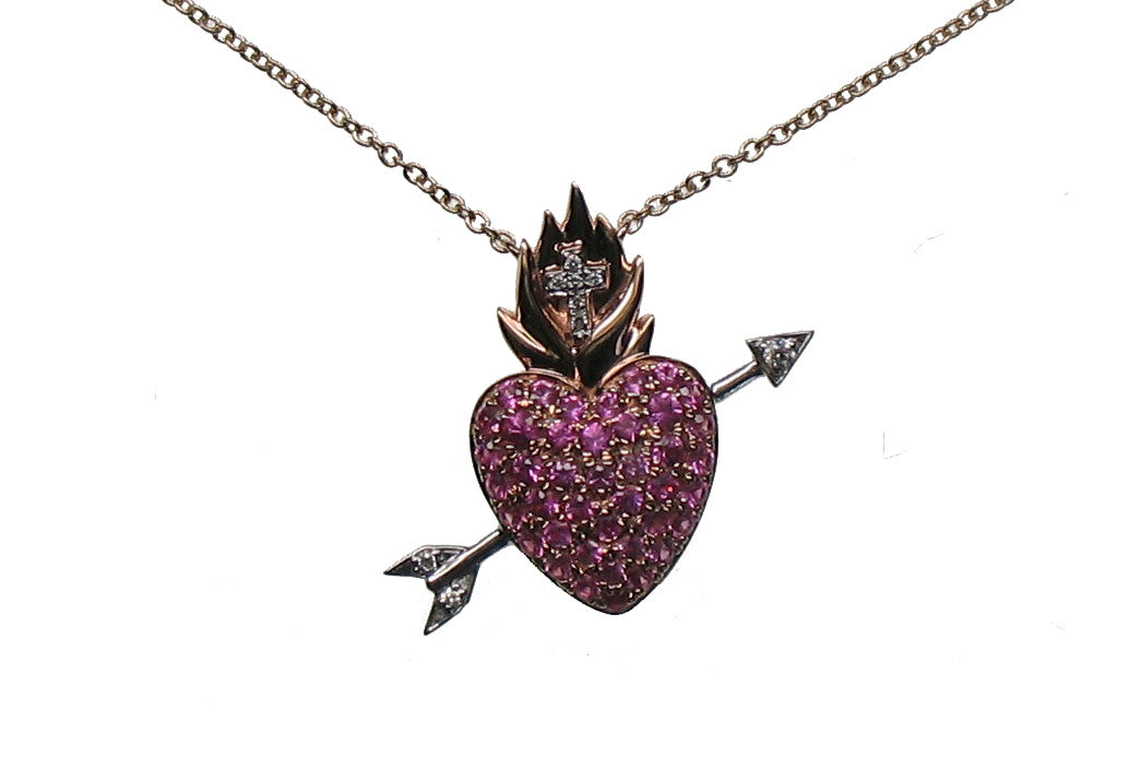 WHITE&ROSE GOLD DIAMOND SAPPHIRE PENDANT قلادة ذهب ابيض مرصعة بالألماس ST / MOTIVO / 4418