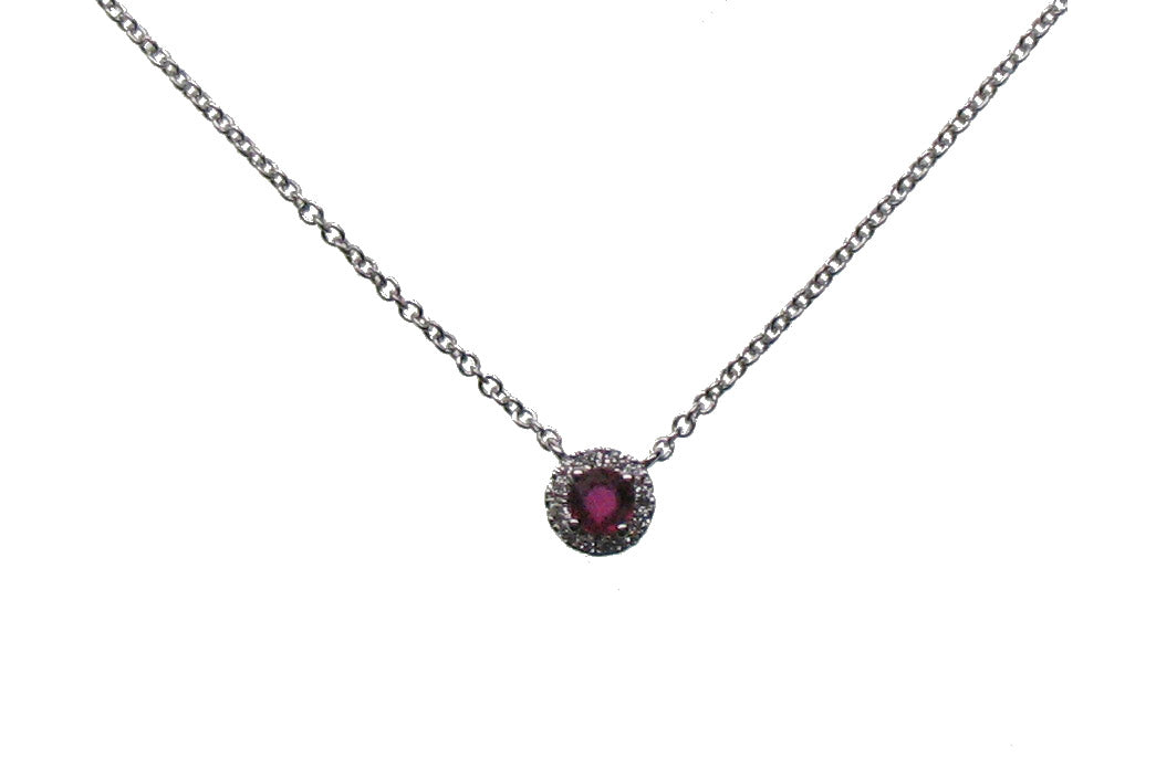 WHITE GOLD RUBY DIAMOND PENDANT قلادة ذهب 18مرصعة بالألماس ST / ORLA / 4659