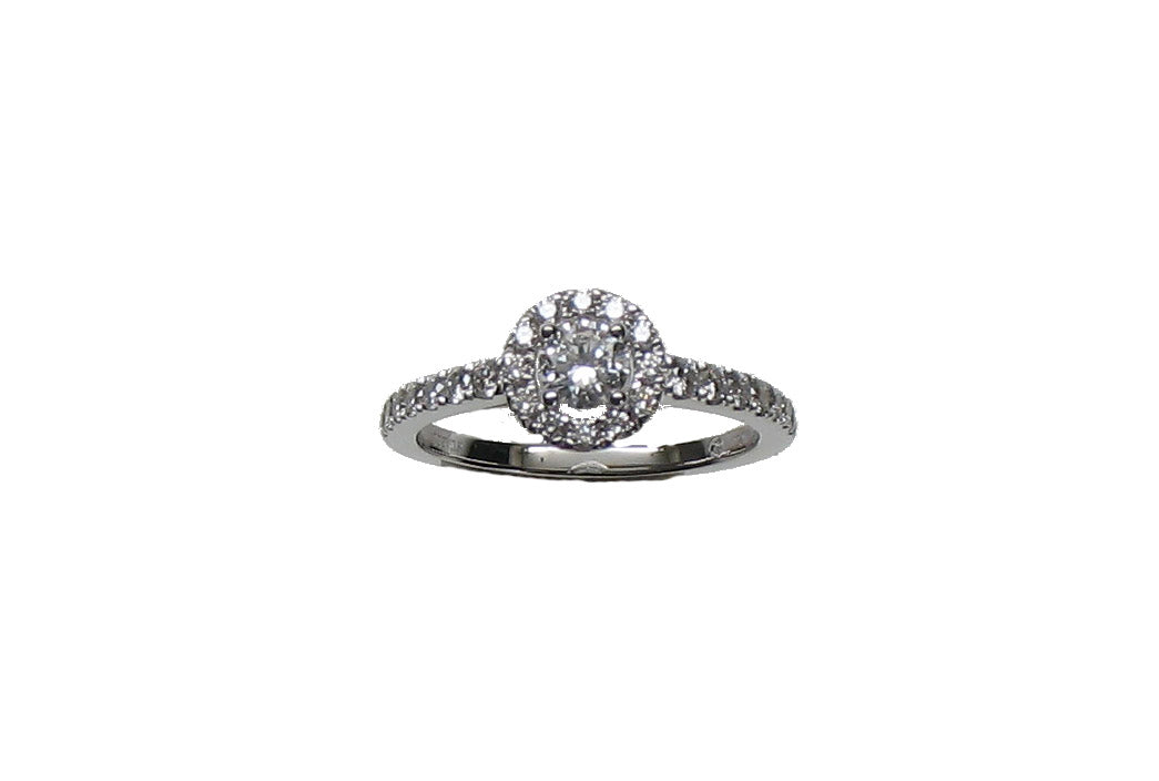 WHITE GOLD DIAMOND RING خاتم ذهب ابيض 18مرصع بالألماس 0.34 قيراط