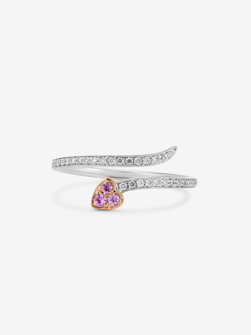 WHITE&ROSE GOLD DIAMOND SAPPHIRE RING خاتم ذهب 18مرصع بالألماس 0.17