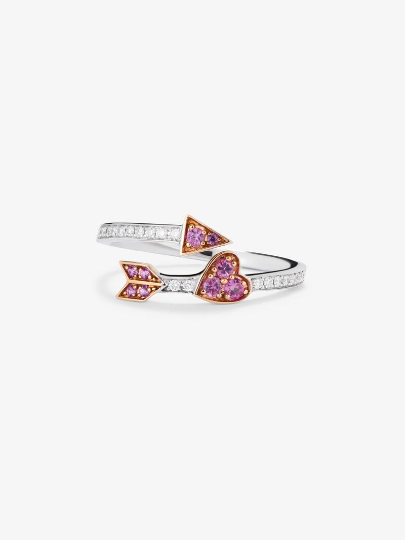 WHITE&ROSE GOLD DIAMOND SAPPHIRE RING خاتم ذهب 18مرصع بالألماس