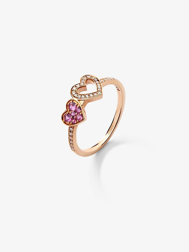 ROSE GOLD DIAMOND SAPPHIRE RING خاتم من الذهب الوردي عيار 18 مرصع بالألماس والروبي 0,12 قيراط