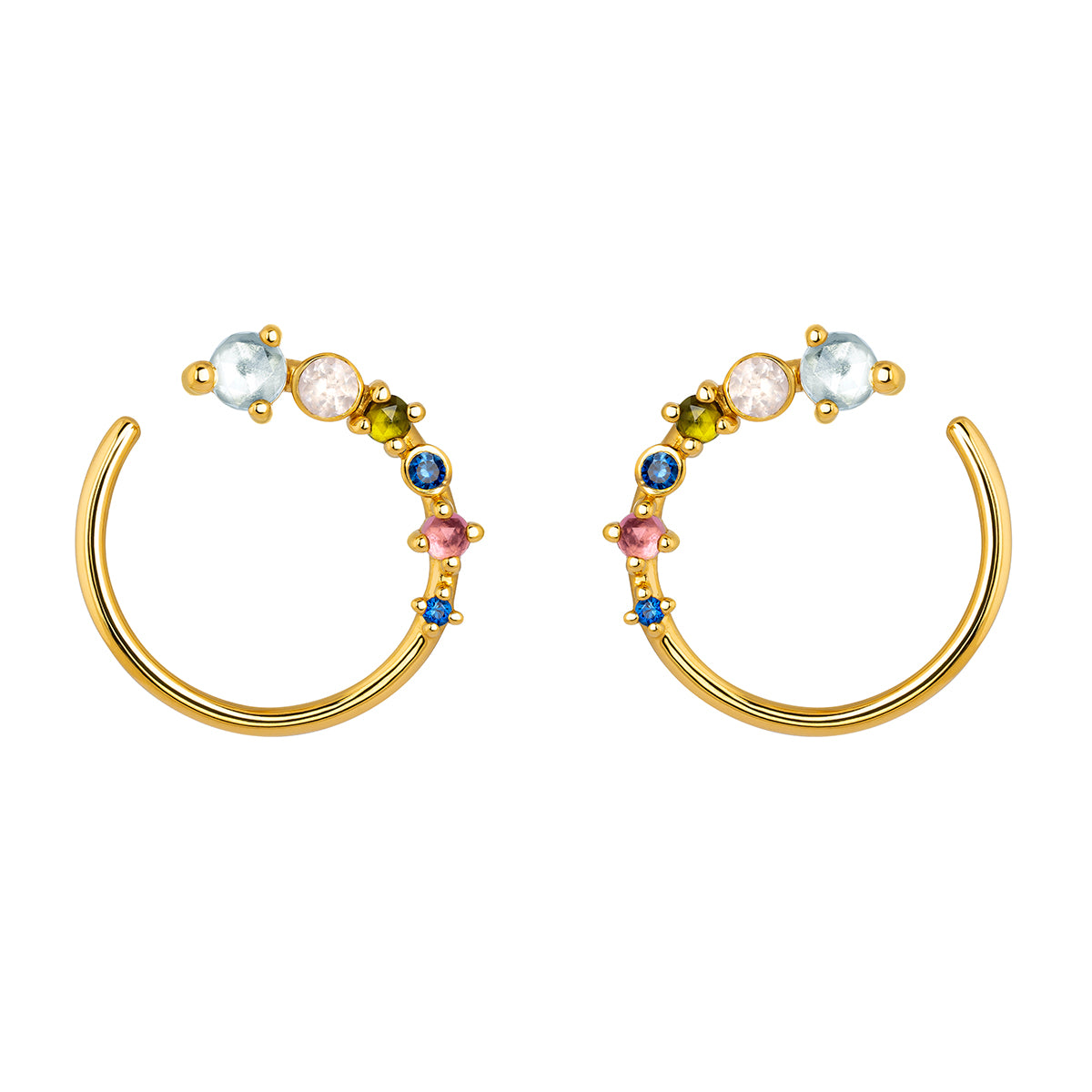 EA-LIGHTNESS ROUND MULTI STONES EARRINGS ST / PENDIENTE / COLGANTE