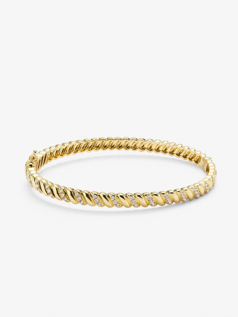 Rigid yellow gold bracelet of 18k with white diamonds in 0.58 cts اسورة من الذهب عيار 18 مرصعة بالالماس 0.58 قيراط